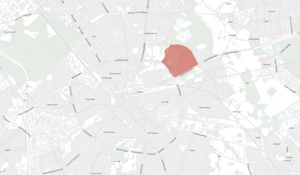 Kaart met de ligging van buurt De Karpen binnen Eindhoven